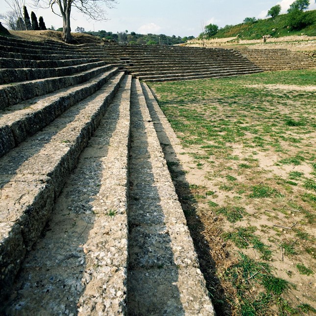 Ekklesiasterion of ancient city of Morgantina, Sicily, Italy, Greek civilization, Magna Graecia, 4th-3rd century BC