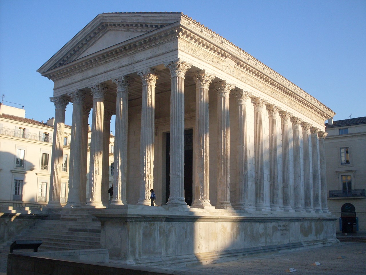 The Maison Carrée at Nîmes, a hexastyle pseudoperipteral Roman temple