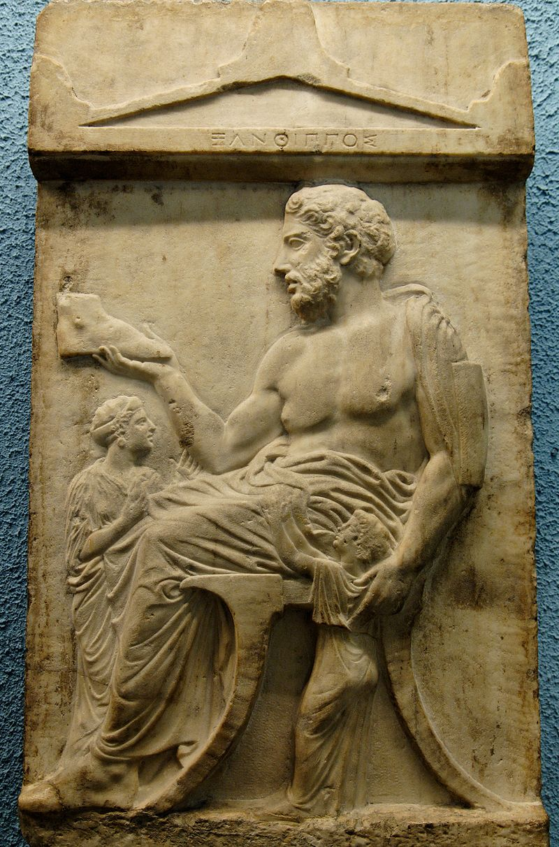 Klismos chair, on the stele of Xanthippos, Athens, ca. 430–20 BCE