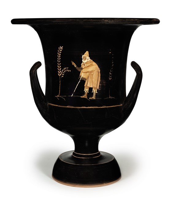 AN APULIAN GNATHIAN WARE CALYX-KRATER ATTRIBUTED TO THE KONNAKIS PAINTER, CIRCA 350 B.C.