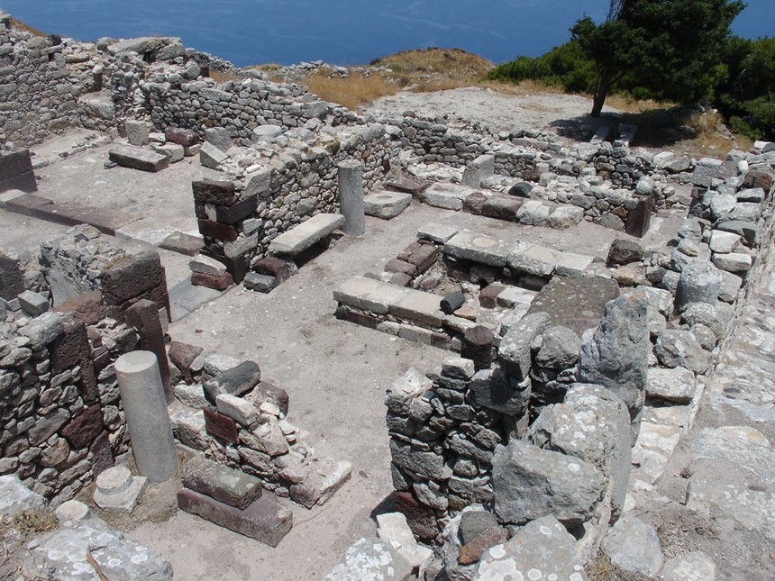 Ruins of Ancient Thera, Santorini, Greece.