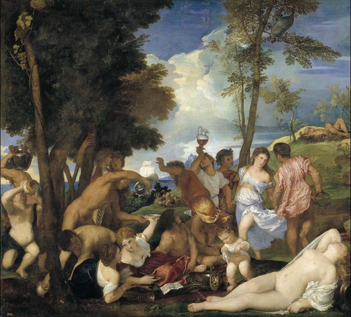 The Bacchanal of the Andrians, oil on canvas by Titian, c. 1523–26; in the Prado, Madrid