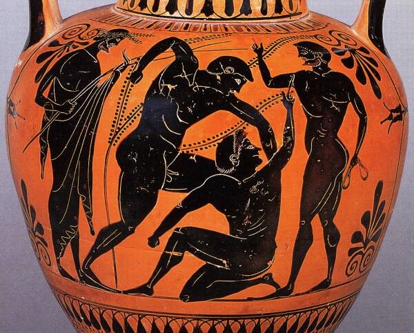It is often difficult to distinguish hellanodikai and umpires on vase paintings.