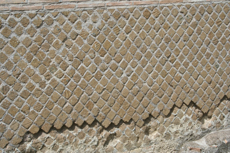 Opus reticulatum at Hadrian's Villa in Tivoli, Italy https://en.wikipedia.org/wiki/Opus_reticulatum#/media/File:Opus_Reticulatum_1.jpg