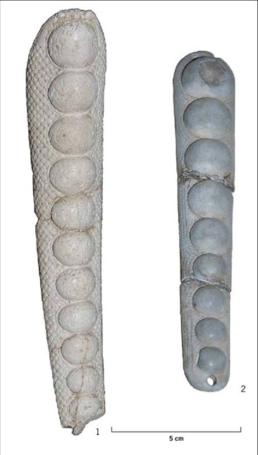 Bone plaques from Castelluccio (1) and Troy II (2). https://www.researchgate.net/publication/307856905_Archaeological_and_environmental_impact_of_the_42_ka_calBP_event_in_the_central_and_easterm_Mediterranean/figures?lo=1