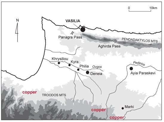 Map of northwestern Cyprus showing suggested nodal points in an internal copper procurement network mobilised by Vasilia during the Philia EC period. https://www.mdpi.com/2073-445X/7/2/64/htm