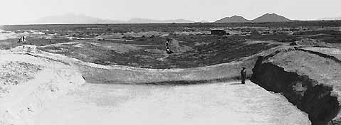 Excavated west half of Ballcourt I at Snaketown, 1935. Photo courtesy Arizona State Museum.