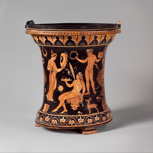 Terracotta situla (bucket) - attributed to the Lycurgus painter - Late Classical period / Ancient Greek culture / Apulian culture (South Italian) - circa 360-340 B.C. - Apulia (South Italy)