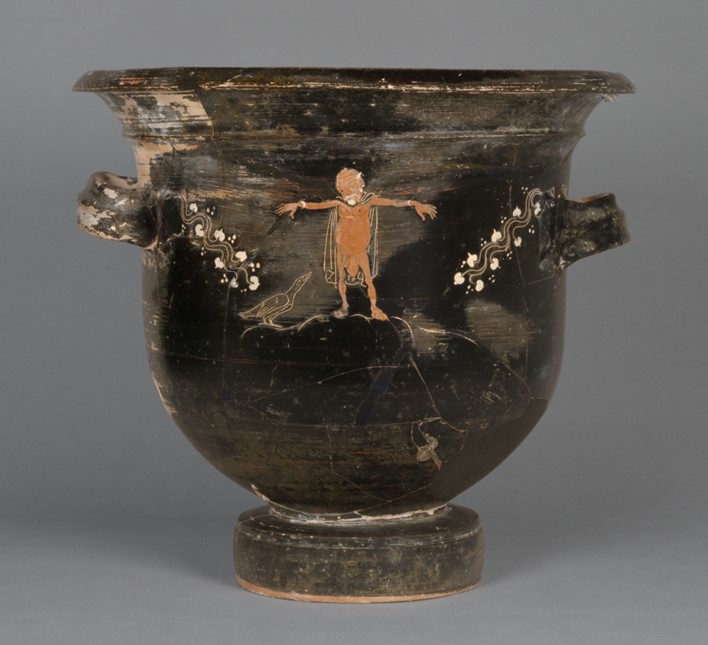 Attributed to Konnakis Painter (Greek (Gnathia), active about 375 - 350 B.C.) http://www.getty.edu/art/collection/objects/10104/attributed-to-konnakis-painter-gnathian-bell-krater-south-italian-gnathian-about-360-350-bc/
