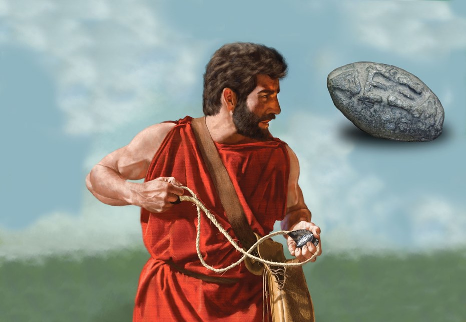 Roman slinger. Illustration by J. Shumate.