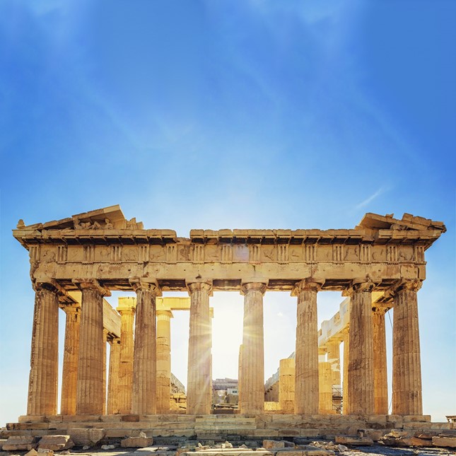 Parthenon and its Doric columns.