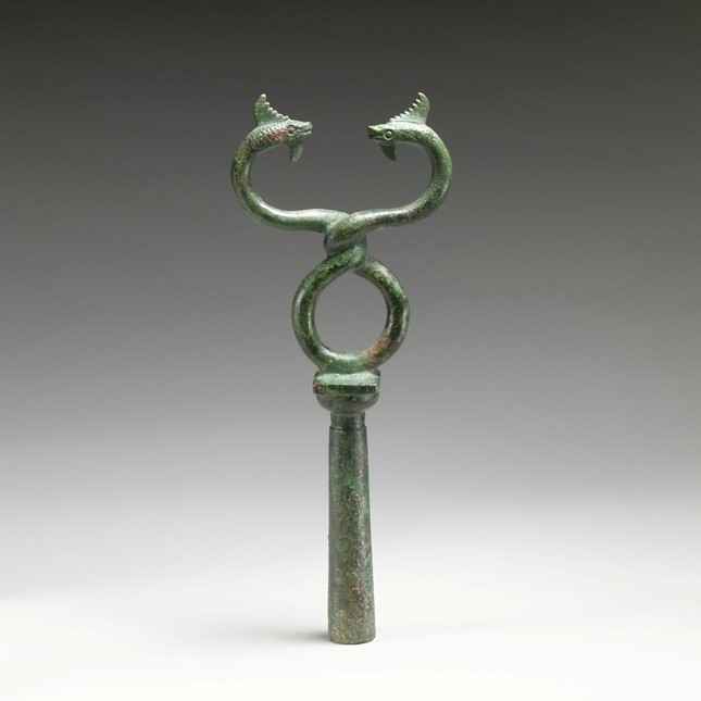 Bronze finial of a kerykeion (herald's staff),late 6th–early 5th century B.C.  The Metropolitan Museum of Art.