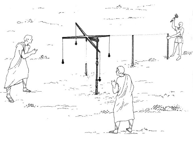The Groma allowed Accurate Surveying of Straight Lines and Right Angles https://www.muelaner.com/measurement/make-a-simple-groma/