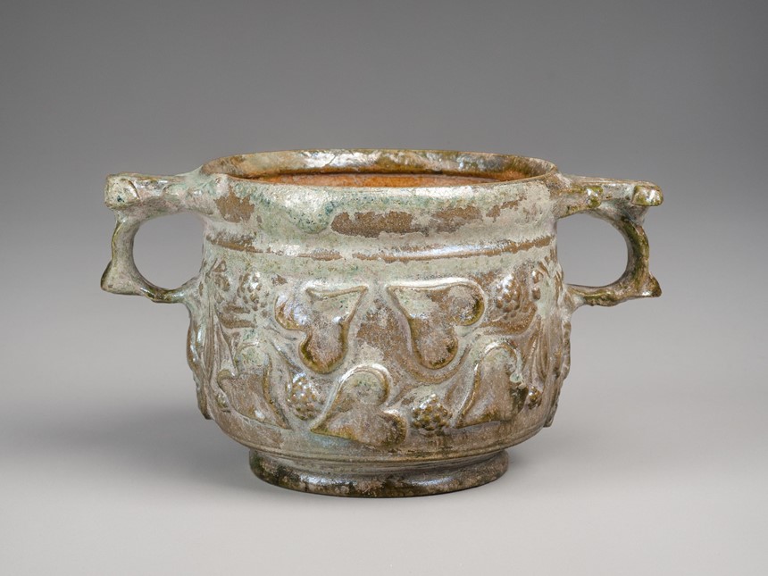 Lead-Glazed Cup (Skyphos) with Grape Vine Garland in Relief First century BCE–first century CE