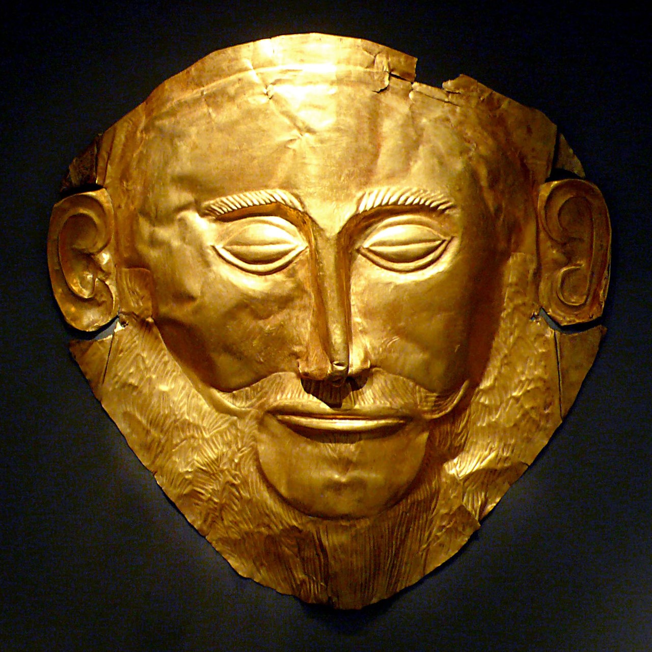 Gold Mask of Agamemnon, Late Helladic 16th century BC.